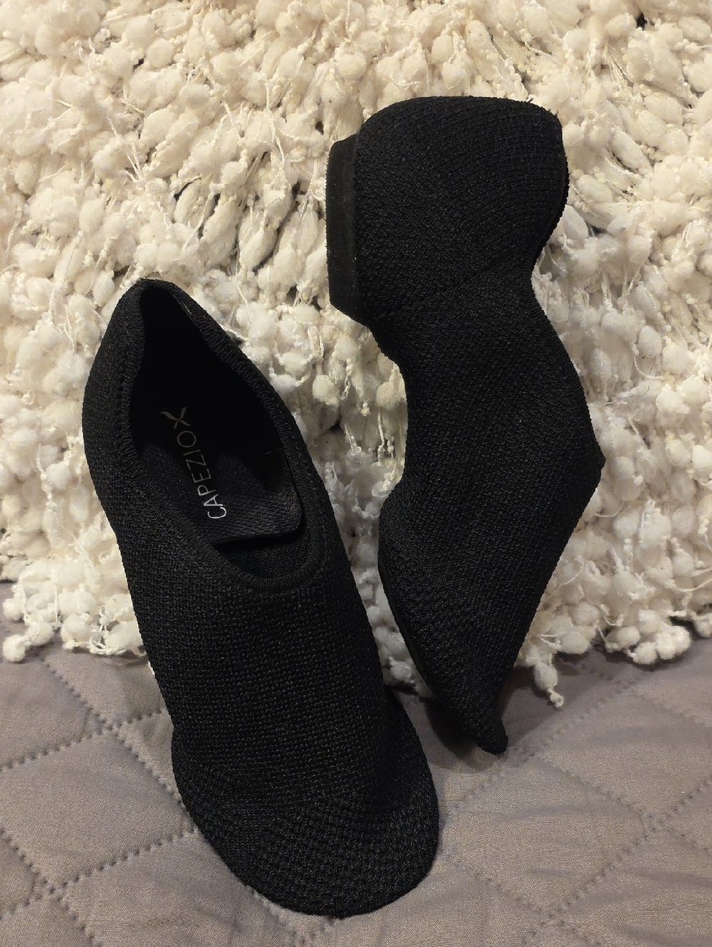 Capezio Black Knit Slip On Split Sole Jazz Dance Shoes